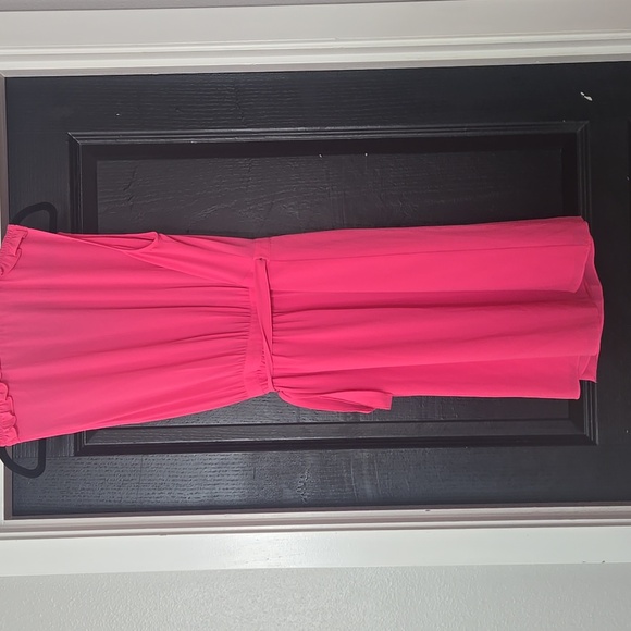 CeCe By Cynthia Steffe Hot Pink Sleeveless Ruffled Wrap Dress Size Large - Picture 7 of 13